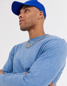 Синий свободный лонгслив с эффектом кислотной стирки ASOS DESIGN