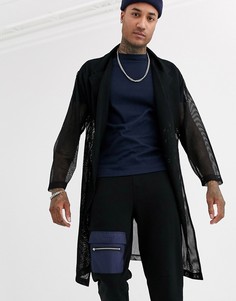 Свободная легкая куртка черного цвета из сетчатого материала ASOS DESIGN-Черный