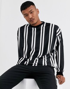 Oversize-лонгслив в вертикальную полоску ASOS DESIGN-Черный