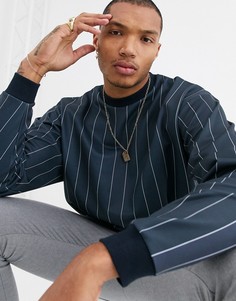 Oversize-свитшот в полоску ASOS DESIGN-Темно-синий