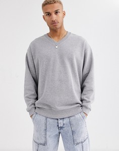 Серый oversize-свитшот с V-образным вырезом ASOS DESIGN