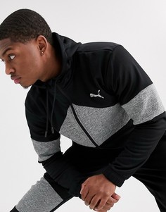 Черный худи на молнии со стегаными вставками Puma Training Extract