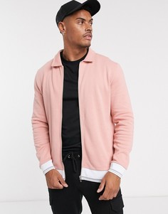 Розовая трикотажная куртка Харрингтон ASOS DESIGN-Розовый