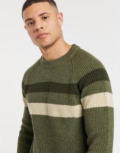 Джемпер в рубчик цвета хаки с полоской на груди ASOS DESIGN-Зеленый