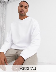 Белый свитшот с V-образным вырезом ASOS DESIGN Tall