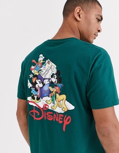 Свободная футболка с новогодним принтом ASOS DESIGN Disney-Зеленый