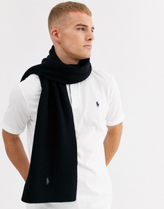 Черный шарф из мериносовой шерсти Polo Ralph Lauren