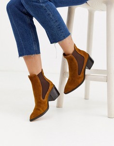 Замшевые ботинки в ковбойском стиле Stradivarius-Коричневый