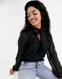 Черная блузка с бантом Miss Selfridge-Черный