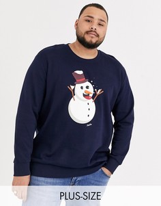 Темно-синий новогодний свитшот с принтом Санты Jack & Jones