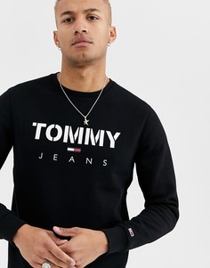 Черный свитшот с круглым вырезом и логотипом Tommy Jeans