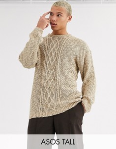 Бежевый oversize-джемпер крупной вязки ASOS DESIGN Tall-Коричневый