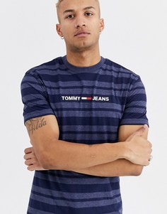 Темно-синяя футболка с логотипом на груди Tommy Jeans-Темно-синий