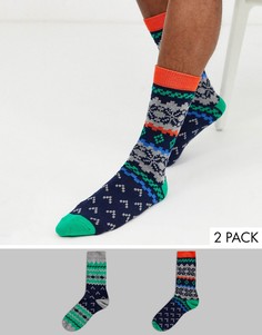 Набор из 2 пар новогодних носков ASOS DESIGN - Скидка-Мульти