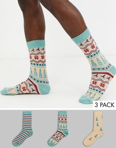 3 пары носков с новогодним узором Фэйр-Айл ASOS DESIGN-Мульти