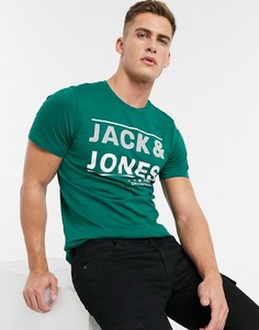 Футболка с принтом на груди Jack & Jones Core-Зеленый