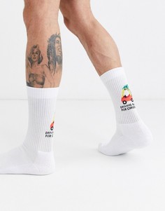 Спортивные носки с принтом \driving home for christmas\" ASOS DESIGN-Белый