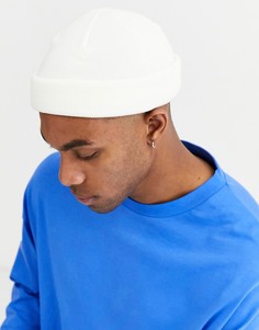 Бежевая шапка-бини ASOS DESIGN-Белый
