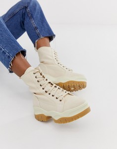 Парусиновые ботинки на шнуровке ASOS DESIGN Amber-Бежевый