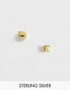 Серебряные позолоченные серьги-гвоздики ASOS DESIGN-Золотой