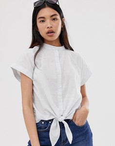 Свободная рубашка из шамбре с завязкой Selected Femme-Мульти