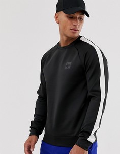 Свитер с полосками из полиэстера и круглым вырезом Hype-Черный