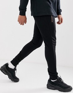 Черные супероблегающие джоггеры с золотисто-розовыми молниями ASOS DESIGN-Черный