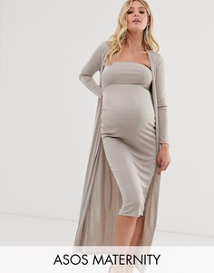 Комплект с драпированной накидкой и платье-бандо миди ASOS DESIGN Maternity-Фиолетовый
