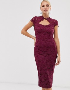 Кружевное облегающее платье с короткими рукавами AX Paris-Фиолетовый