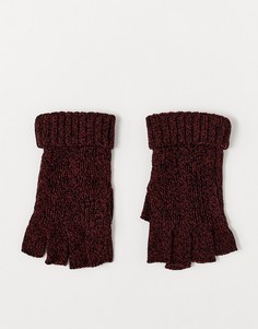 Бордово-черные перчатки без пальцев с узором \косы\" ASOS DESIGN-Красный