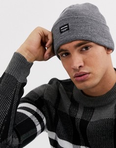 Серая шапка-бини с логотипом Jack & Jones-Серый