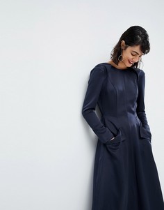 Атласное платье-комбинезон ASOS WHITE-Темно-синий