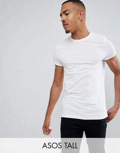 Белая футболка с круглым вырезом и отворотами на рукавах ASOS DESIGN Tall-Белый