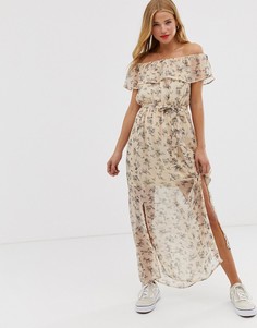 Платье макси с открытыми плечами и цветочным принтом Glamorous-Розовый