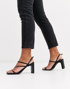 Черные босоножки на каблуке из искусственной кожи New Look-Черный