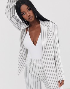 Белый блейзер в тонкую полоску ASOS DESIGN-Мульти