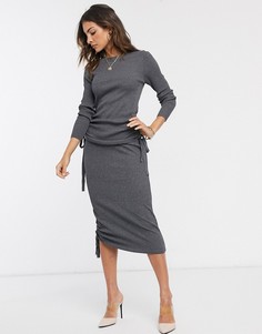 Темно-серая юбка с присборенной драпировкой сбоку River Island-Серый