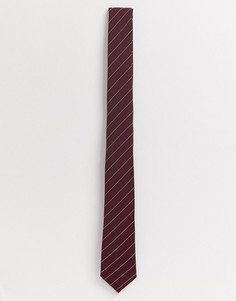 Узкий галстук бордового цвета в полоску ASOS DESIGN-Красный