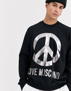 Свитшот со светоотражающим принтом Love Moschino-Черный