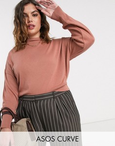 Короткий джемпер с высоким воротником ASOS DESIGN Curve-Розовый