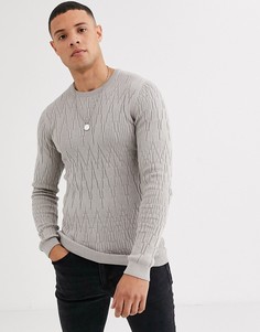 Бежевый обтягивающий джемпер в рубчик ASOS DESIGN