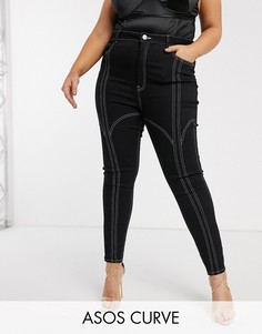 Джинсы до щиколотки с завышенной талией ASOS DESIGN Curve Ridley-Черный
