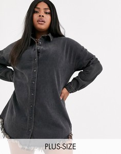 Черное свободное джинсовое платье-рубашка Missguided Plus-Черный