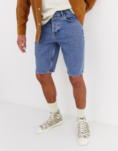 Синие джинсовые шорты узкого кроя ASOS DESIGN-Синий