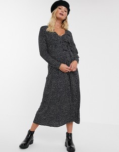 Эксклюзивное платье миди в горошек на пуговицах ASOS DESIGN Maternity-Мульти