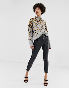 Черные леггинсы из искусственной кожи River Island-Черный