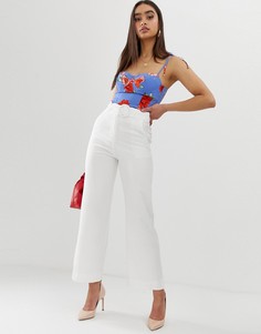 Широкие брюки с поясом Fashion Union-Кремовый