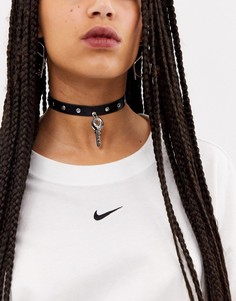 Черное ожерелье-чокер из искусственной кожи ASOS DESIGN-Черный