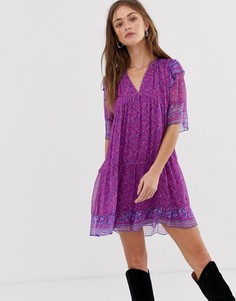 Платье мини с цветочным принтом BA&SH Maggy-Фиолетовый