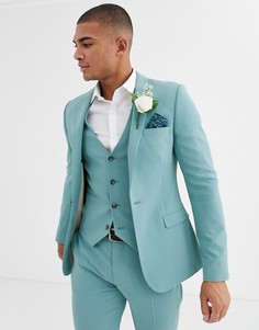 Сине-зеленый приталенный пиджак ASOS DESIGN